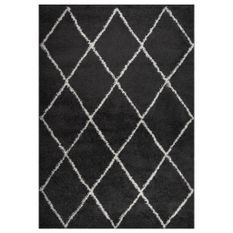 Tapis shaggy à poils longs Crème et anthracite 160x230 cm