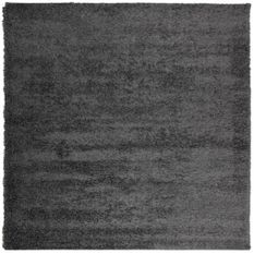 Tapis shaggy à poils longs moderne anthracite 120x120 cm