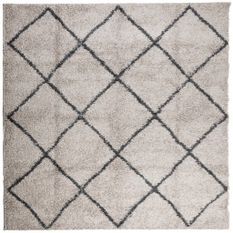 Tapis shaggy à poils longs moderne beige anthracite 120x120 cm