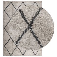 Tapis shaggy à poils longs moderne beige anthracite 140x200 cm