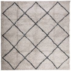 Tapis shaggy à poils longs moderne beige anthracite 240x240 cm