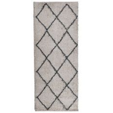 Tapis shaggy à poils longs moderne beige anthracite 80x200 cm