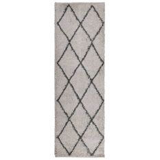 Tapis shaggy à poils longs moderne beige anthracite 80x250 cm