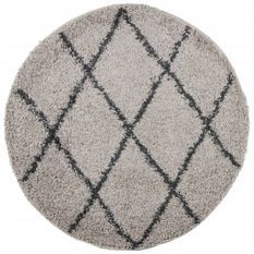 Tapis shaggy à poils longs moderne beige et anthracite Ø 100 cm