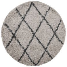 Tapis shaggy à poils longs moderne beige et anthracite Ø 120 cm