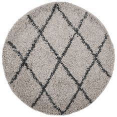 Tapis shaggy à poils longs moderne beige et anthracite Ø 160 cm