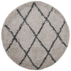 Tapis shaggy à poils longs moderne beige et anthracite Ø 80 cm