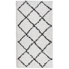 Tapis shaggy à poils longs moderne crème et noir 60x110 cm