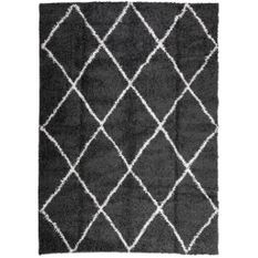 Tapis shaggy à poils longs moderne noir et crème 200x280 cm