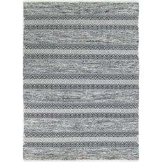 Tapis Terra - 160 x 230 cm - Bande ethno blanc et noir