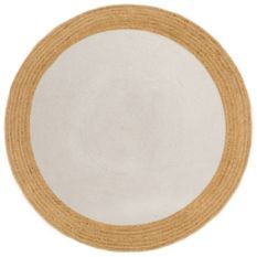 Tapis tressé Blanc et naturel 150 cm Jute et coton Rond