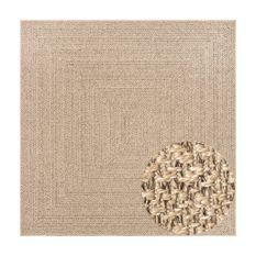 Tapis ZIZUR 120x120 cm aspect de jute intérieur et extérieur