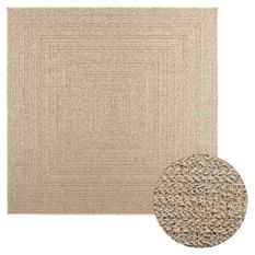 Tapis ZIZUR beige 200x200 cm aspect de jute intérieur extérieur