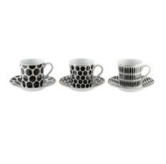 Tasses et sous-tasses porcelaine noire Narsh 34 cm - Lot de 6