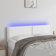Tête de lit à LED Blanc 144x5x78/88 cm Similicuir