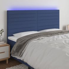 Tête de lit à LED Bleu 180x5x118/128 cm Tissu