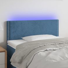 Tête de lit à LED Bleu foncé 100x5x78/88 cm Velours