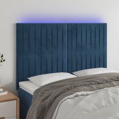 Tête de lit à LED Bleu foncé 144x5x118/128 cm Velours