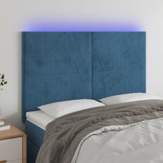 Tête de lit à LED Bleu foncé 144x5x118/128 cm Velours