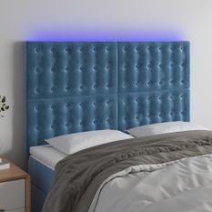 Tête de lit à LED Bleu foncé 144x5x118/128 cm Velours