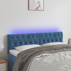 Tête de lit à LED Bleu foncé 144x7x78/88 cm Velours