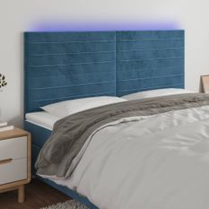 Tête de lit à LED Bleu foncé 180x5x118/128 cm Velours
