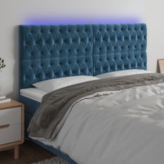 Tête de lit à LED Bleu foncé 180x7x118/128 cm Velours