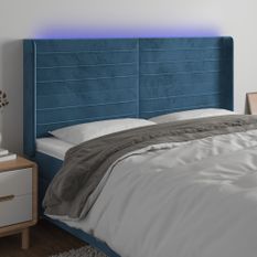 Tête de lit à LED Bleu foncé 183x16x118/128 cm Velours