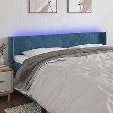 Tête de lit à LED Bleu foncé 203x16x78/88 cm Velours