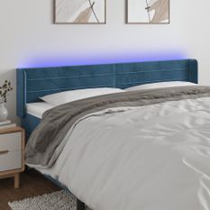 Tête de lit à LED Bleu foncé 203x16x78/88 cm Velours