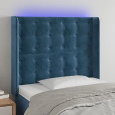 Tête de lit à LED Bleu foncé 83x16x118/128 cm Velours