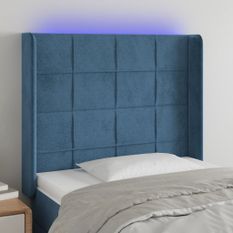 Tête de lit à LED Bleu foncé 83x16x118/128 cm Velours