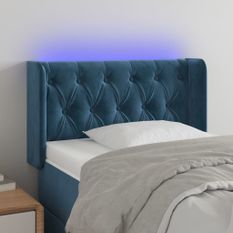 Tête de lit à LED Bleu foncé 83x16x78/88 cm Velours