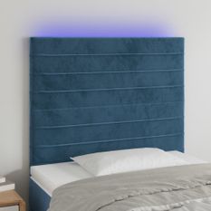 Tête de lit à LED Bleu foncé 90x5x118/128 cm Velours