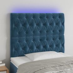Tête de lit à LED Bleu foncé 90x7x118/128 cm Velours