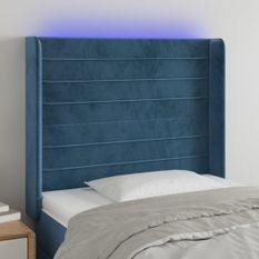 Tête de lit à LED Bleu foncé 93x16x118/128 cm Velours