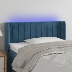 Tête de lit à LED Bleu foncé 93x16x78/88 cm Velours