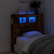 Tête de lit à LED chêne fumé 100x18,5x103,5cm bois d'ingénierie