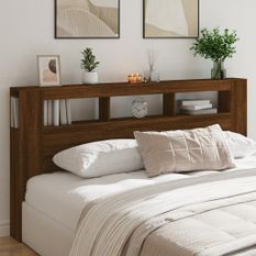 Tête de lit à LED chêne marron 200x18,5x103,5cm bois ingénierie