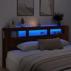 Tête de lit à LED chêne marron 220x18,5x103,5cm bois ingénierie