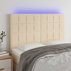 Tête de lit à LED Crème 144x5x118/128 cm Tissu