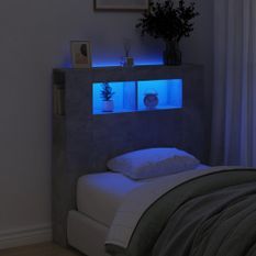 Tête de lit à LED gris béton 100x18,5x103,5cm bois d'ingénierie