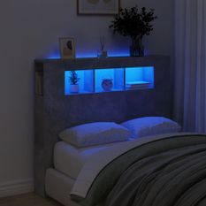 Tête de lit à LED gris béton 120x18,5x103,5cm bois d'ingénierie