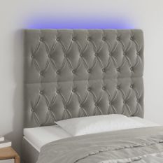 Tête de lit à LED Gris clair 100x7x118/128 cm Velours