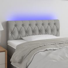 Tête de lit à LED Gris clair 100x7x78/88 cm Tissu