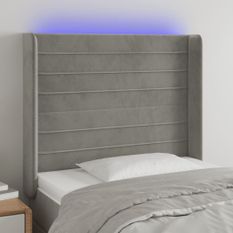 Tête de lit à LED Gris clair 93x16x118/128 cm Velours