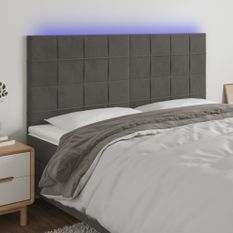 Tête de lit à LED Gris foncé 160x5x118/128 cm Velours