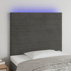 Tête de lit à LED Gris foncé 90x5x118/128 cm Velours