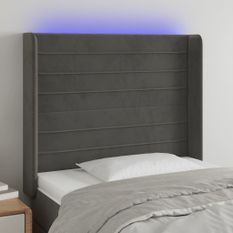 Tête de lit à LED Gris foncé 93x16x118/128 cm Velours