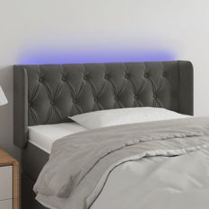 Tête de lit à LED Gris foncé 93x16x78/88 cm Velours